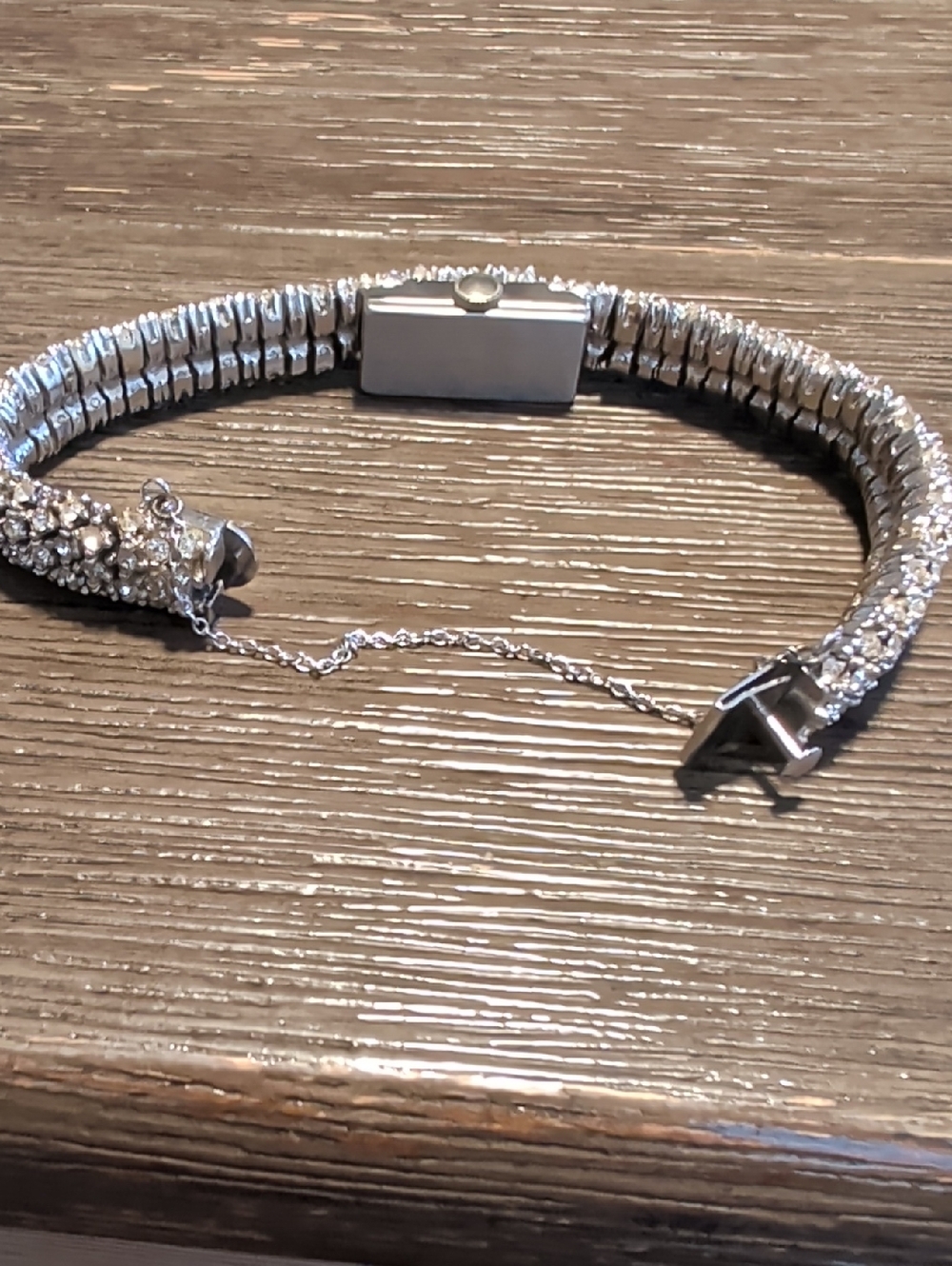 Vintage Art Deco  Peekaboo Watch Bracelet Sparkling Silver Rhinestone - Picture 10 of 12